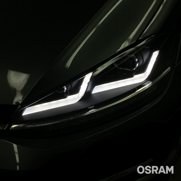 OSRAM LED-DRIVING VOLL-LED Tagfahrlicht Scheinwerfer für VW Golf VII FACELIFT (7.5) 16-22 schwarz/chrom